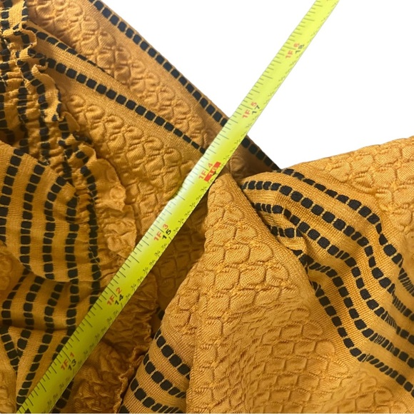 Zara collection Yellow Mustard Black Dress Midi Ruffled Ruched Dress L large - Picture 9 of 11